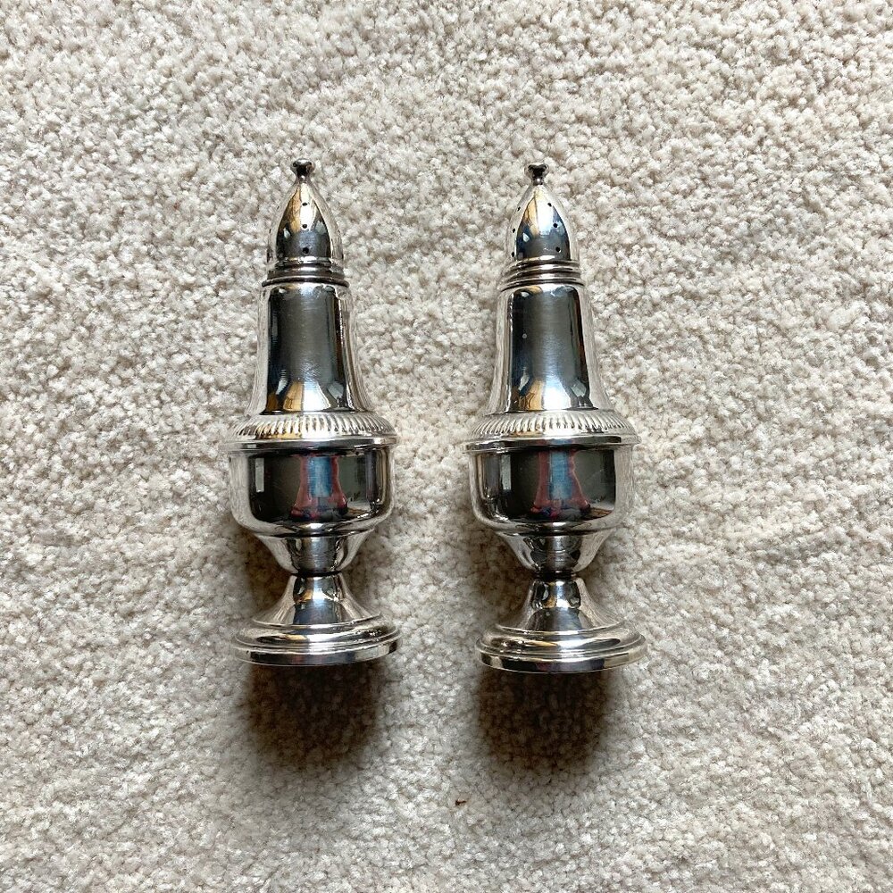 Vintage Columbia Sterling-plated Weighted Salt and Pepper Shakers